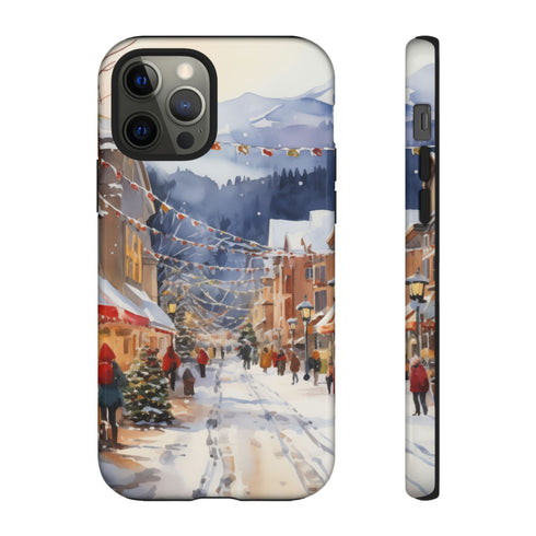 Bustling Victorian Christmas Market - Impact Resistant Phone Case iPhone 12 Pro Glossy